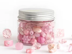 Pot de perles en plastique - nuances de rose