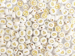 Pot perles symboles et chiffres - Blanc