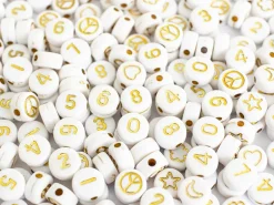 Pot perles symboles et chiffres - Blanc