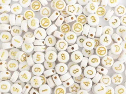 Pot perles symboles et chiffres - Blanc