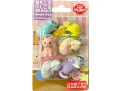 Set de gommes kawaii - Chat et Souris - Iwako (Made in Japan)