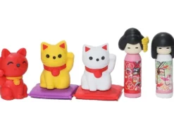 Set de gommes kawaii - Kokashi & Lucky Cat - Iwako (Made in Japan)