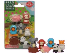 Set de gommes kawaii - Les animaux de la forêt - Iwako (Made in Japan)