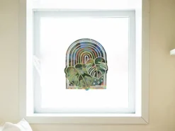 Sticker suncatcher Monstera et arc-en-ciel - 9 x 11 cm