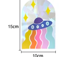 Sticker suncatcher soucoupe volante/ovni - 15 x 10 cm