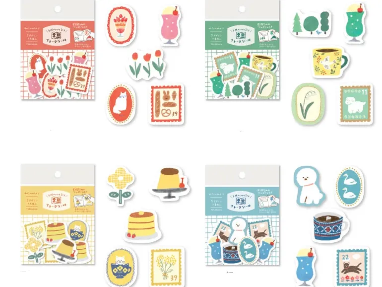 Stickers flake en washi Watashi-Biyori Rouge - Papeterie Japonaise