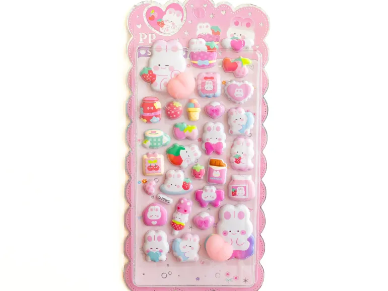 Stickers squishy - lapin fraise
