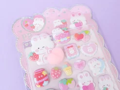 Stickers squishy - lapin fraise