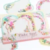 Stickers étiquettes en papier - Fleurs bleu-gris, lot de 30