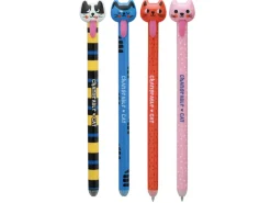 Stylo effaçable Cute Cats 0,5 mm encre bleue - coloris aléatoire