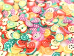 Tranches de canes en pâte polymère - fruits variés - 10 grammes