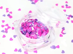 Trio de paillettes en forme de cœur - rose, violet et blanc