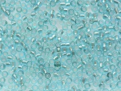 Tube de 350 perles à inclusions argentés - bleu ciel