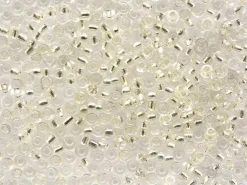 Tube de 350 perles à inclusions argentés - blanc