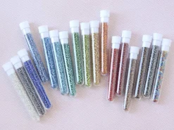 Tube de 350 perles à inclusions argentés - blanc