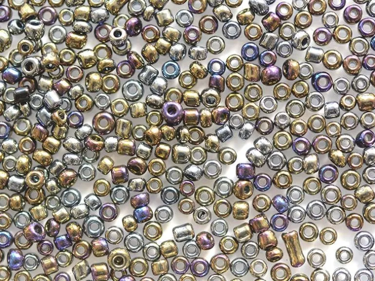 Tube de 350 perles métallisées - mix métal plusieurs couleurs